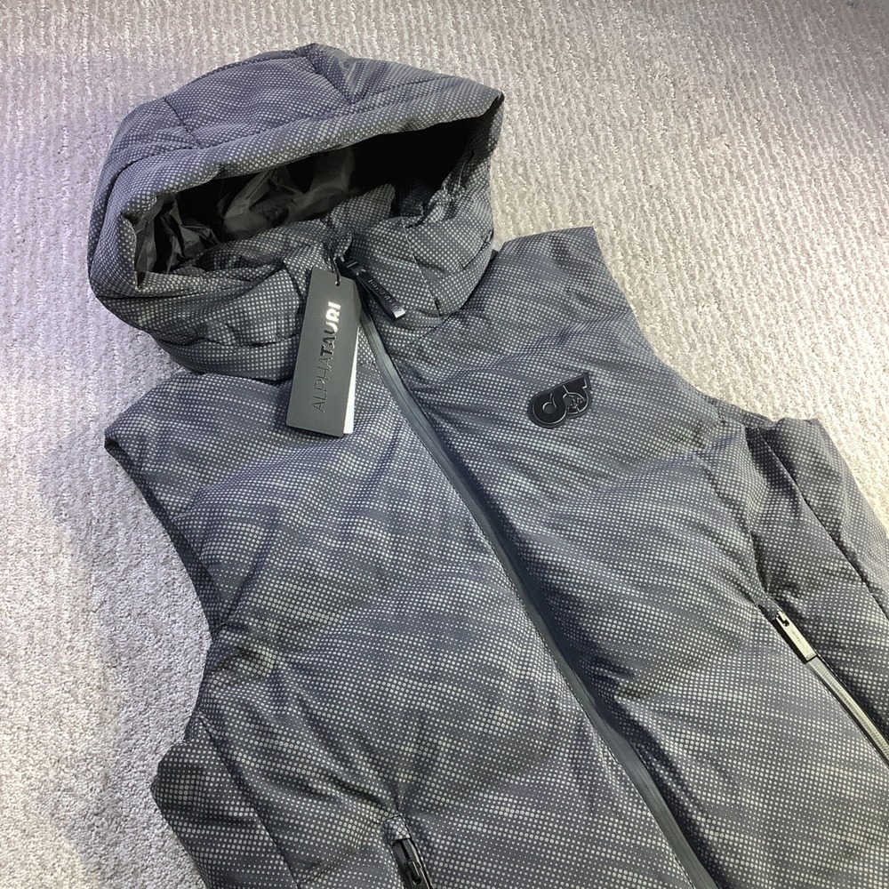 AlphaTauri Mens Ulta Matt Down Hooded Vest Grey ATA OCOAV V1.Y8.02 Size M NWT